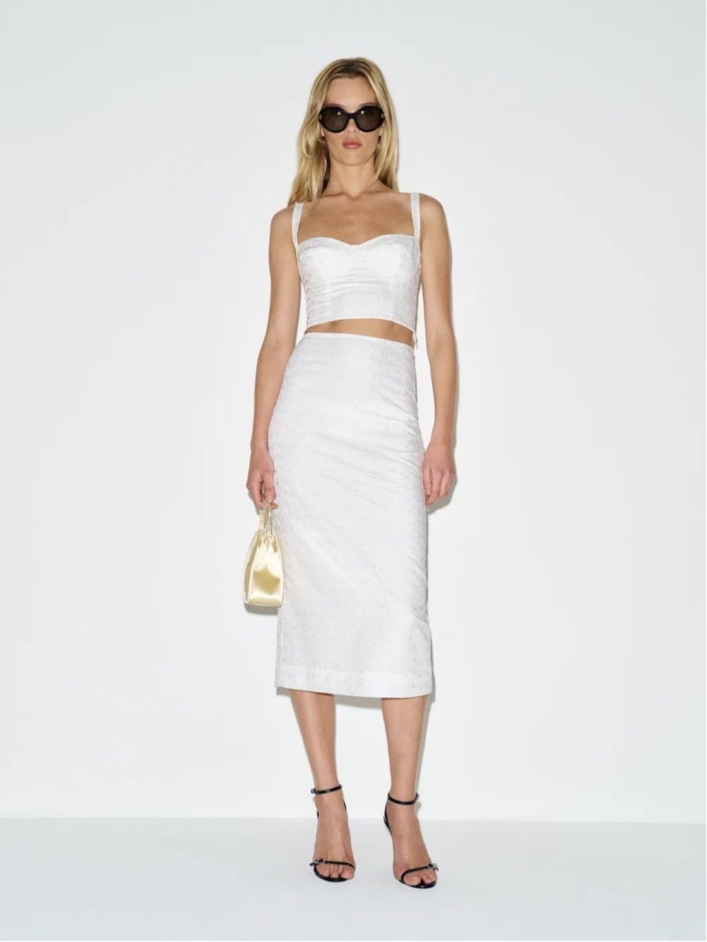 NWT Reformation Fontana White Eyelet Two Piece Skirt Set